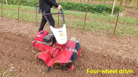 Tiller de gestão de pomares de tração nas quatro rodas com empuxo manual e transmissão de correia