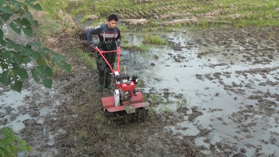 Cultivo agrícola avançado com tração nas quatro rodas com motor a gasolina para equipamentos agrícolas