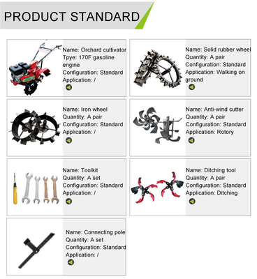 Tiller de pequeno tractor Orchard com transmissão de engrenagem do tipo cultivador de potência de gasolina