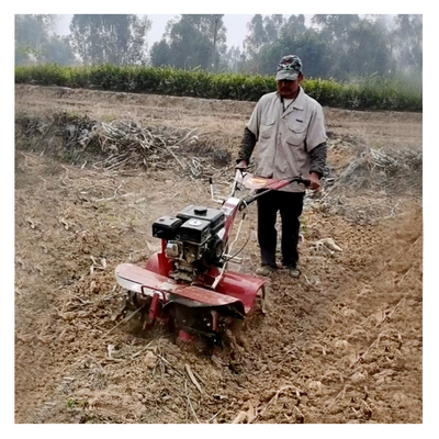 Tiller de gasolina de força manual a quatro rodas para máquinas agrícolas Equipamento