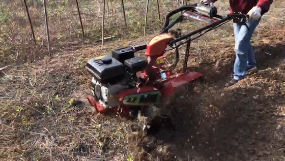 70cm Largura de Trabalho Compacto 177F Motor de gasolina Acionamento em Quatro Rodas Mini Tiller Cultivador